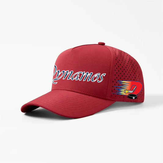 Dynamos Script Laser Perforated 5 Panel Performance Snapback Golf Hat